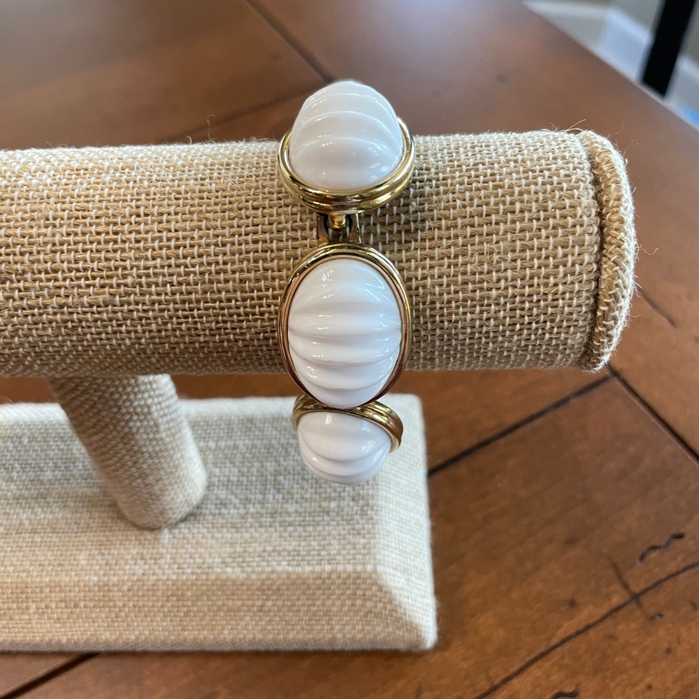 Contemporary Monet Link Bracelwt with White Cabochons